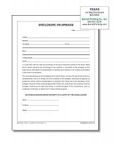 Larger image for Air Bag Disclosure
