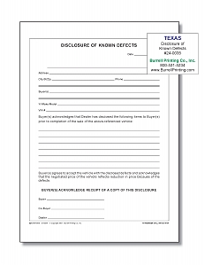 Larger image for Known Defects Disclosure