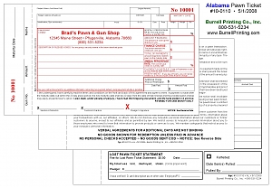 Larger image for Alabama Handwritten Pawn Ticket 10-0110