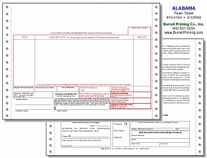 Larger image for Alabama Continuous Pawn Ticket 10-0124