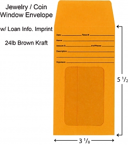 Larger image for Jewelry Window Storage Envelopes - w/ Loan Info. Larger image for Jewelry Window Storage Envelopes - w/ Loan Info.