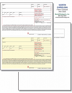 Larger image for North Carolina (Pawn Manager) Laser Pawn Ticket 10-3305
