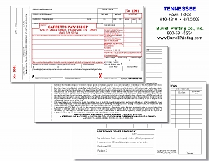 Larger image for Tennessee Handwritten Pawn Ticket 10-4210