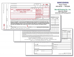 Larger image for Wisconsin Handwritten Pawn Ticket 10-4910